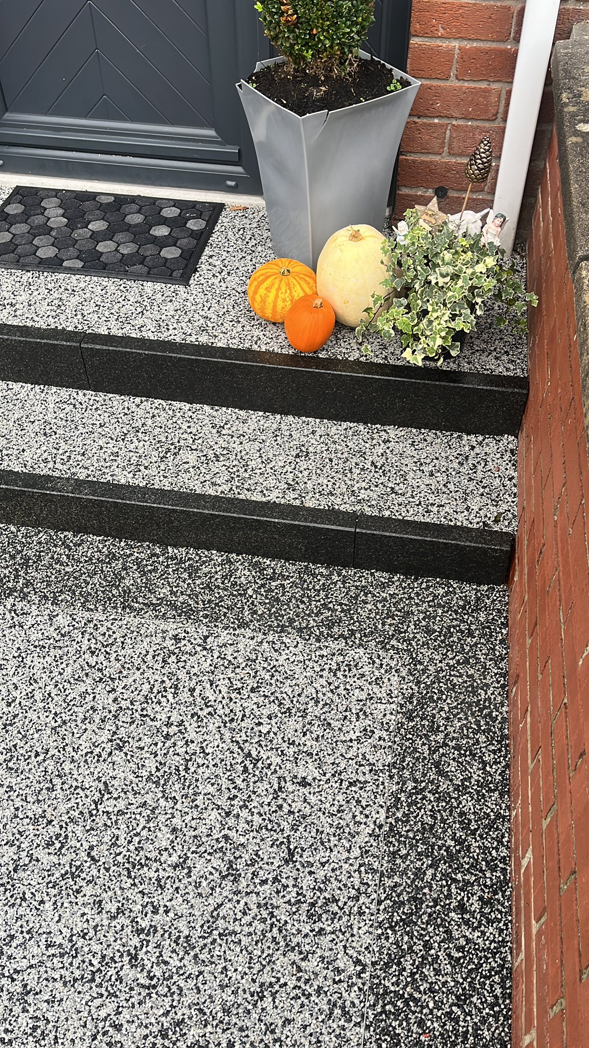 Black and grey steps to home front door